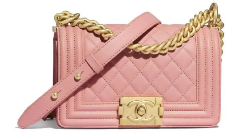 Chanel Boy Quilted Calfskin Gold-tone Small Pink in Calfskin with Gold-tone