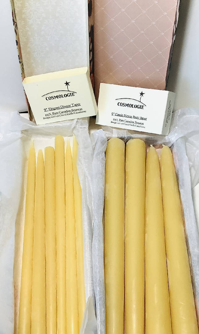 100% Canadian Beeswax Taper Candles - Traditional Hand-dipped - 2 Sizes