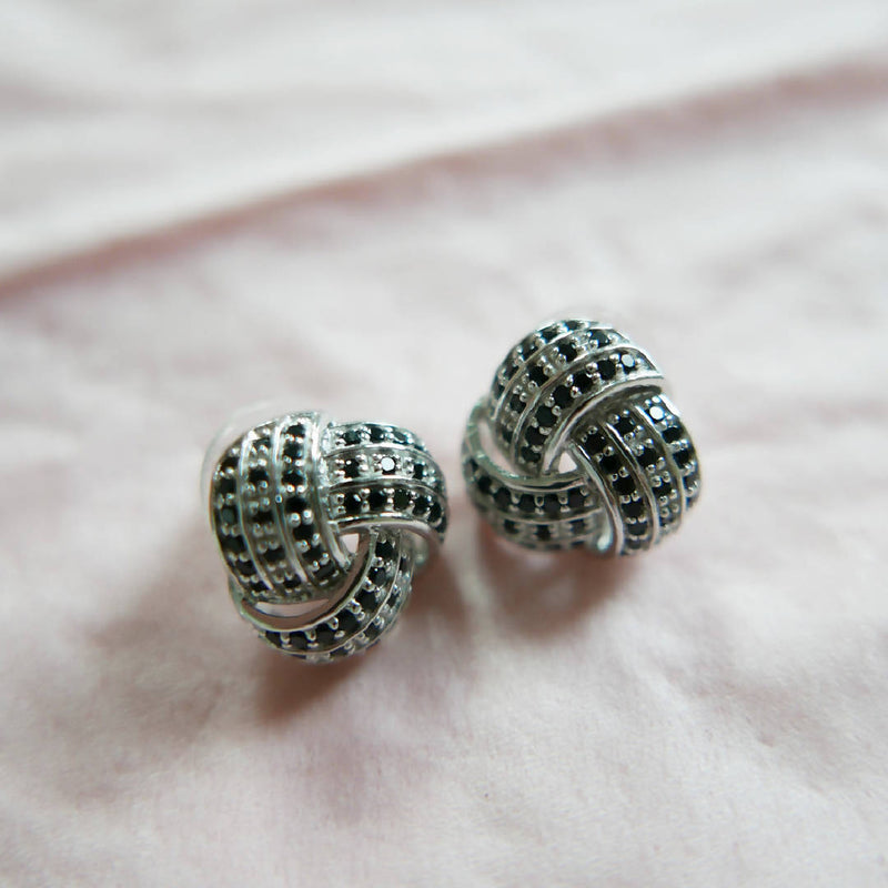 Knit Black Gems Earrings
