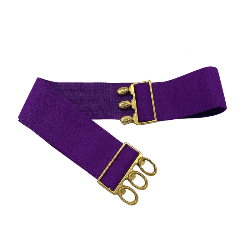 vintage style wide elasticated purple colour stretch cinch belt