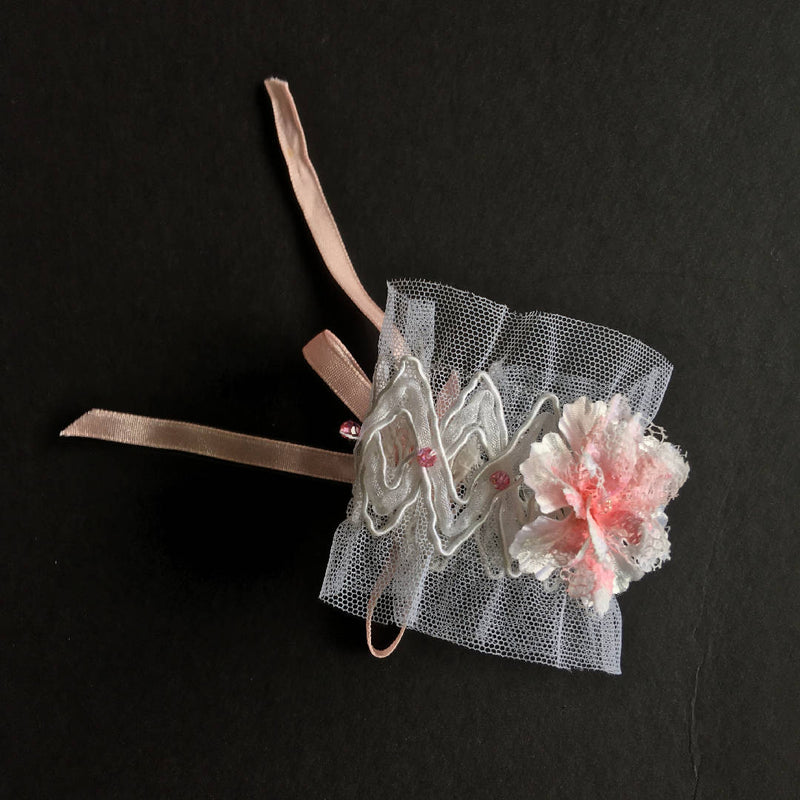 Handcrafted Pink flower lace bracelet