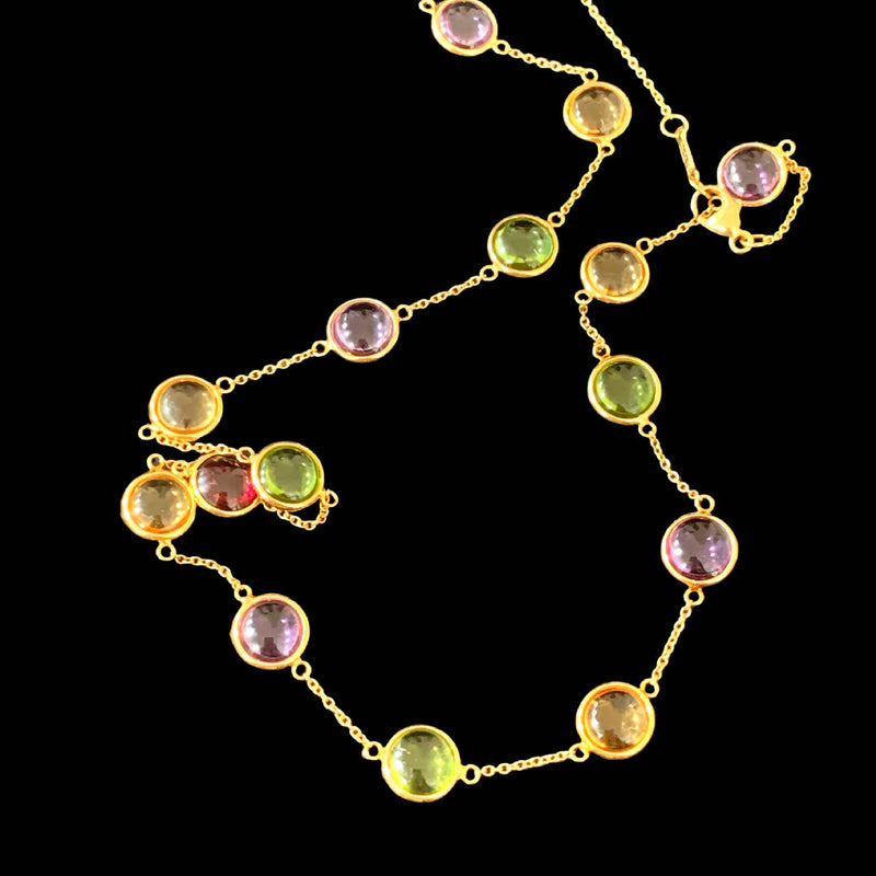 Tiffany & Co Paloma Picasso 18K Yellow Gold Multi Jewels Necklace - Dots Collection Citrine Amethyst