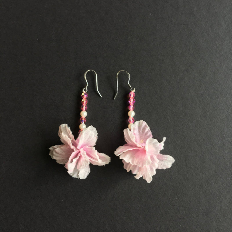 Pretty Handcrafted Pink Flower Earrings