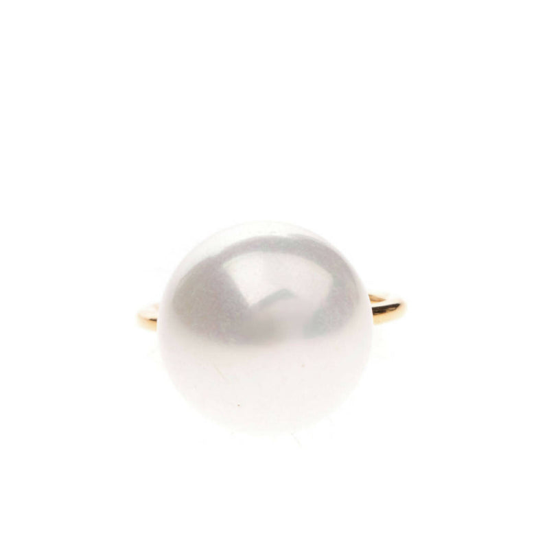 AURELIE BIDERMANN Cocktail Ring Size UK I 1/2 / US 4.5 Faux Pearl Logo
