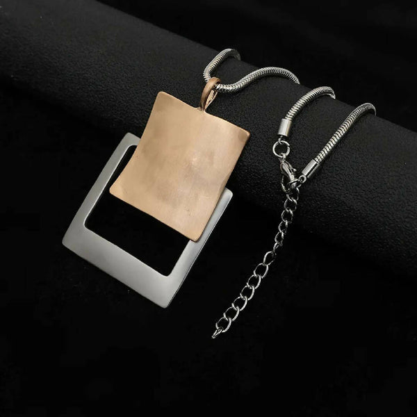 Gold & Silver Square Reflection Necklace