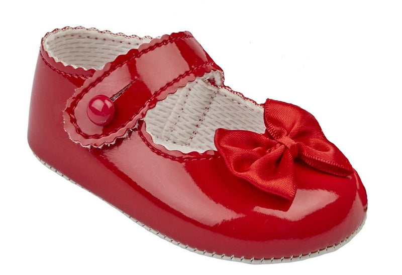 Baypods Pre-walker Shoes in Soft Patent with Small Satin Bow
