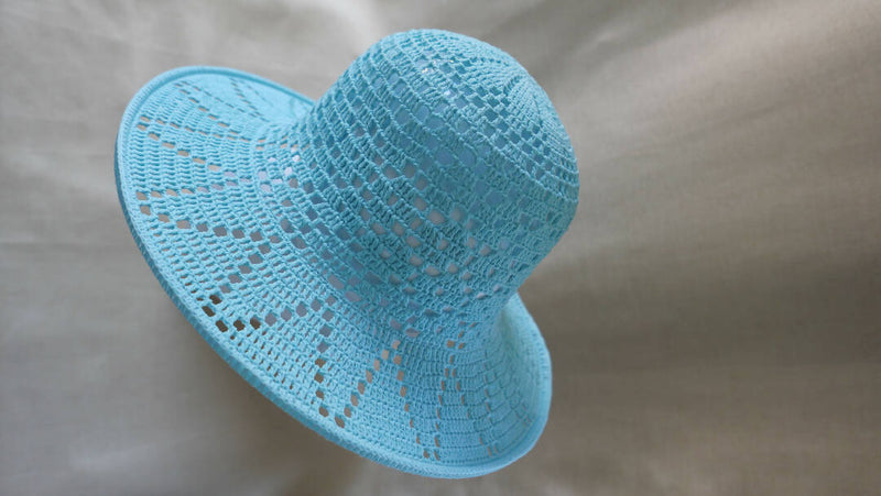 Linen teal tulip hat, crochet garden hat, sun bonnet hat, cottagecore sun hat, crochet summer hat for women, wide brim hat with floppy brim