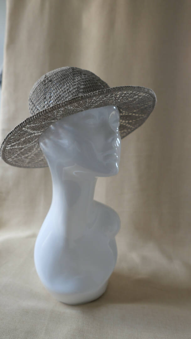 Cottagecore dark grey hat, summer floppy hat for women, wide brim hat, graphite linen tulip hat, handmade sun bonnet hat, crochet garden hat