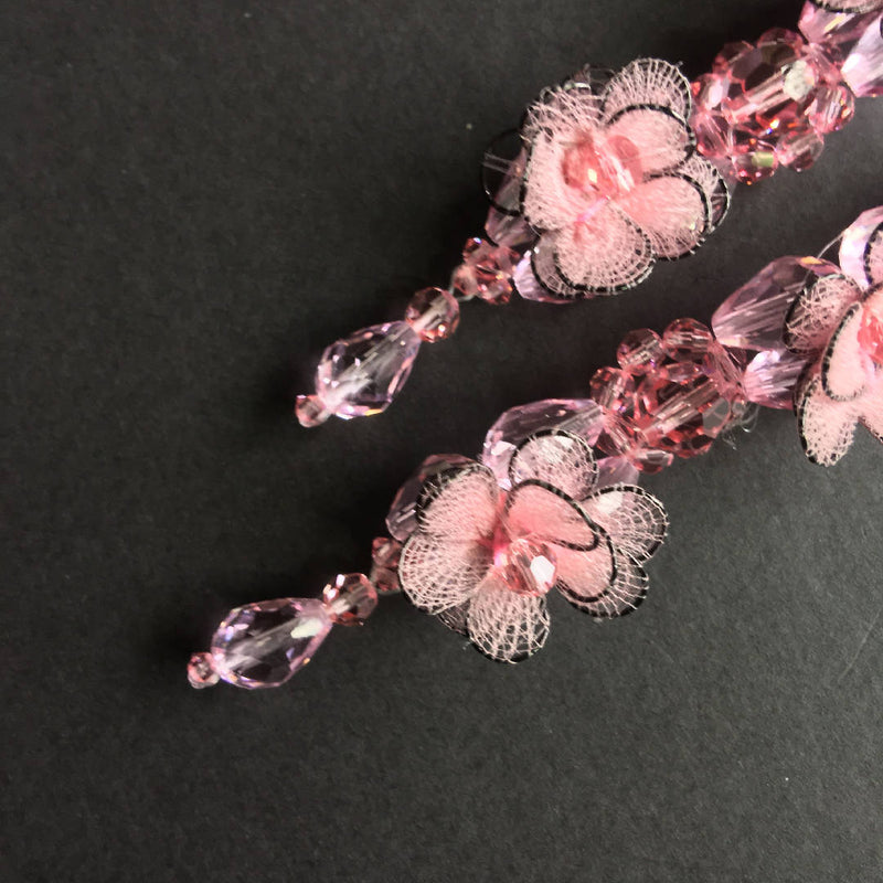 Beautiful handcrafted Swarovski crystal pink flower earrings