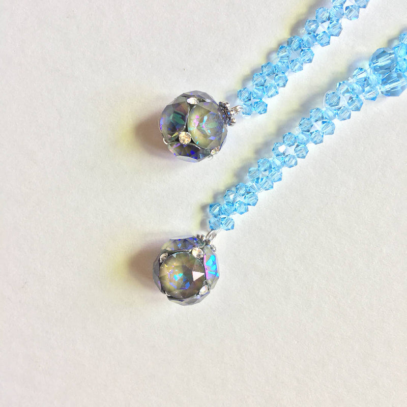 Pretty handcrafted blue crystal drop earrings