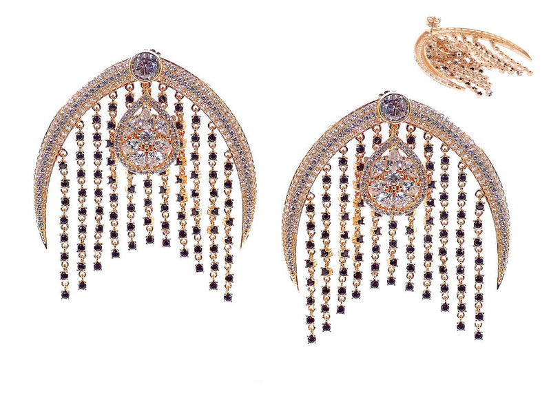 Black Chandelier Earrings set in Cubic Zirconia CHANBLKgp