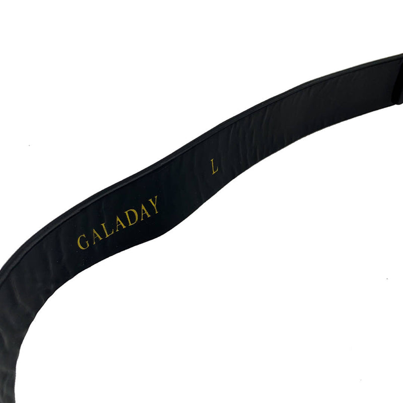 vintage bright yellow and black oversized bow metallic skinny waist belt by Galaday