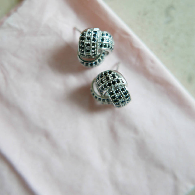 Knit Black Gems Earrings