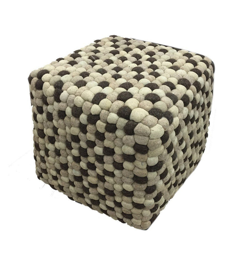 Handmade Woolen Pebble Pouf | Brown Natural