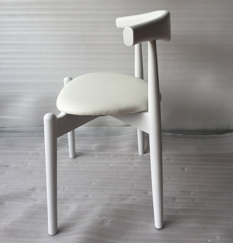 Hannah Chair - Round Seat - White & White Leather