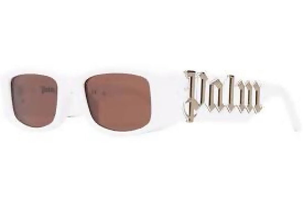 Palm Angels Angel Rectangle Frame Sunglasses White Brown