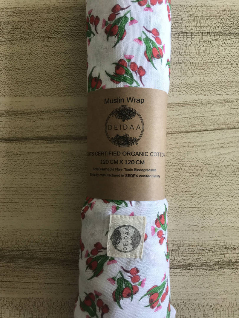 Deidaa GOTS certified Organic Cotton Muslin Nursery Print Baby Swaddle Blanket Wrap