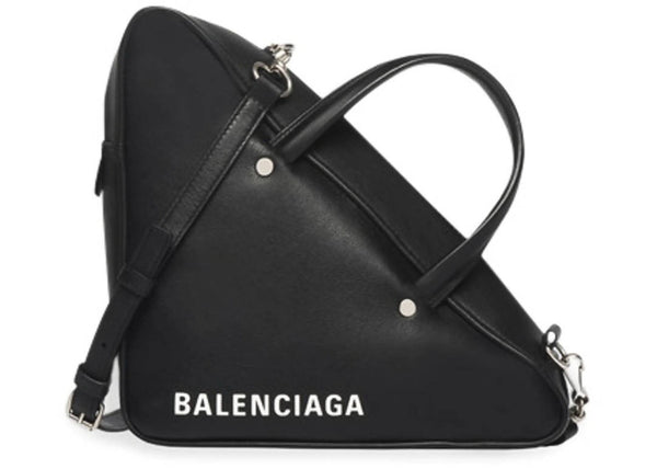 Balenciaga Triangle Duffle S Black in Calfskin Leather with Silver-tone