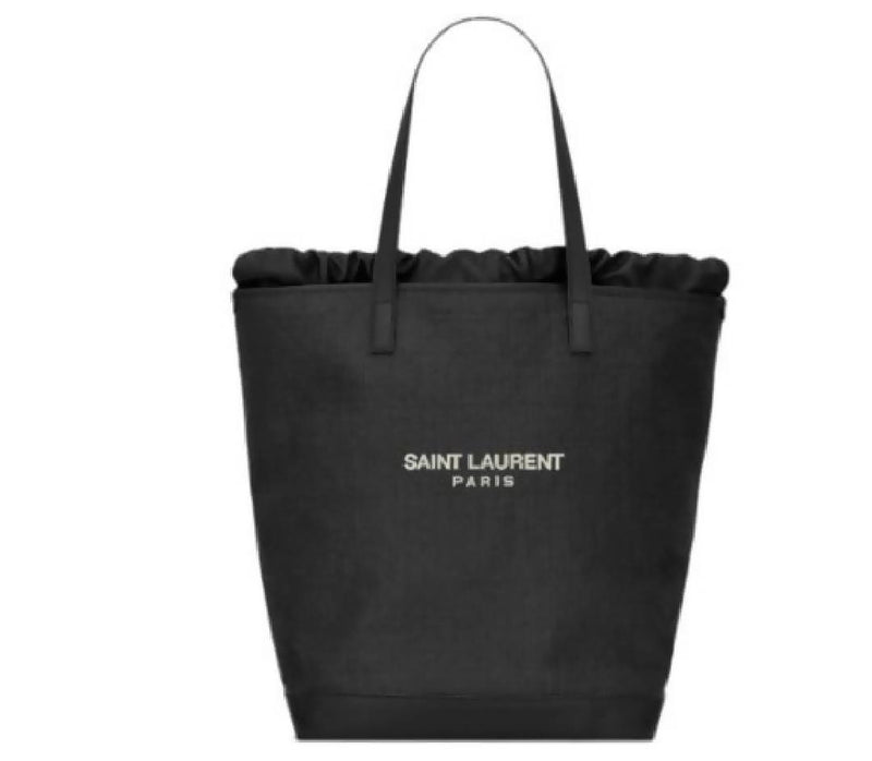 Saint Laurent Teddy Shopping Bag Raffia Black