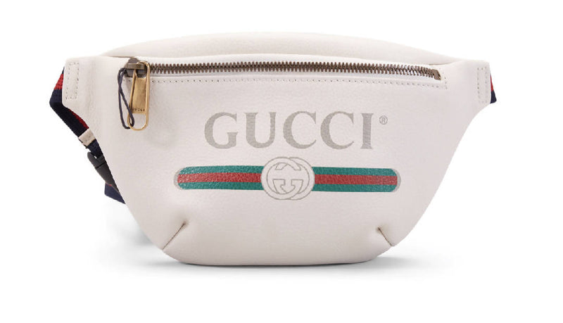 Gucci Print Belt Bag Vintage Logo Small White in Leather with Brass