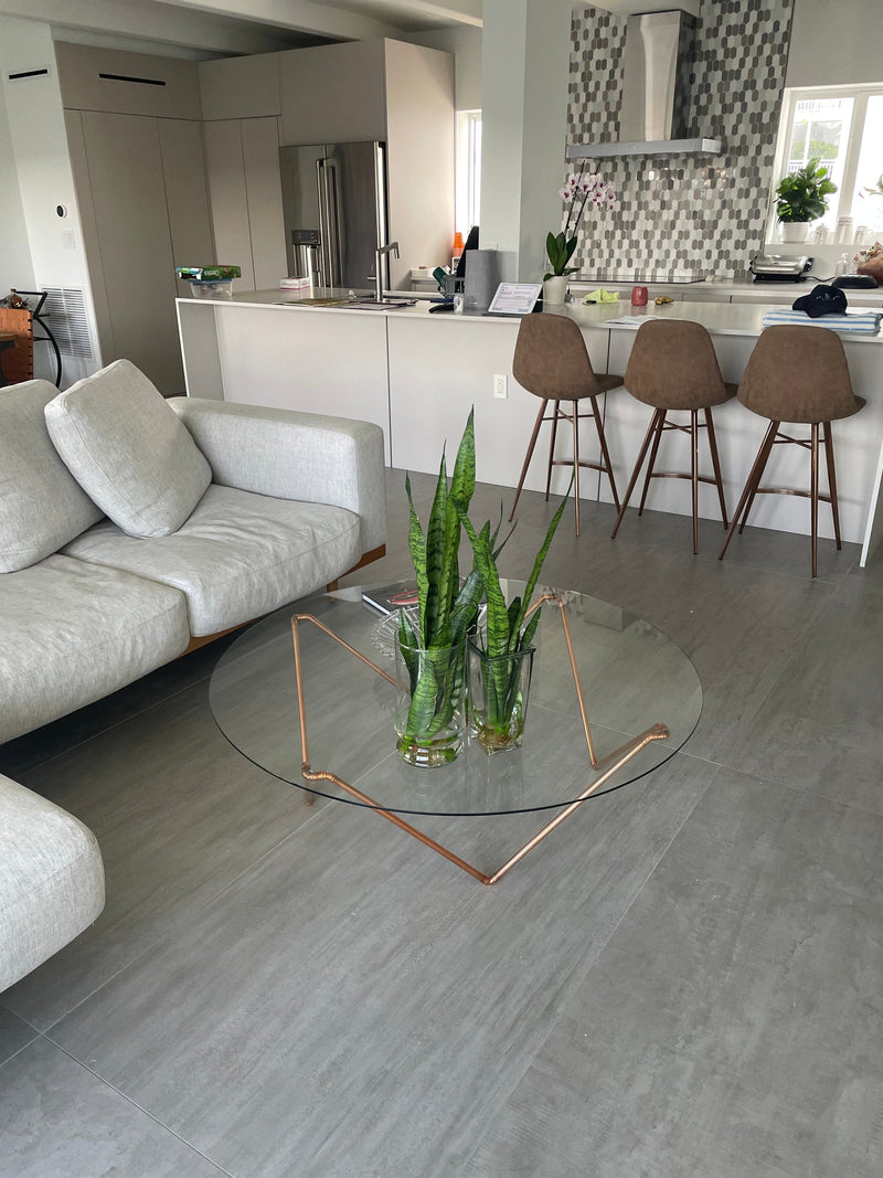 Elizabeth: Handmade Round Coffee Table With Glass Top