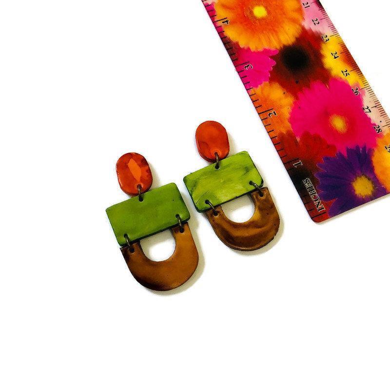 Earth Tone Statement Earrings- "Brook"