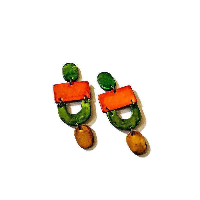 Long Turquoise Statement Clip On Earrings- "Lee"