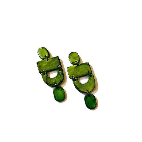 Chartreuse Green Statement Earrings- "Lee"