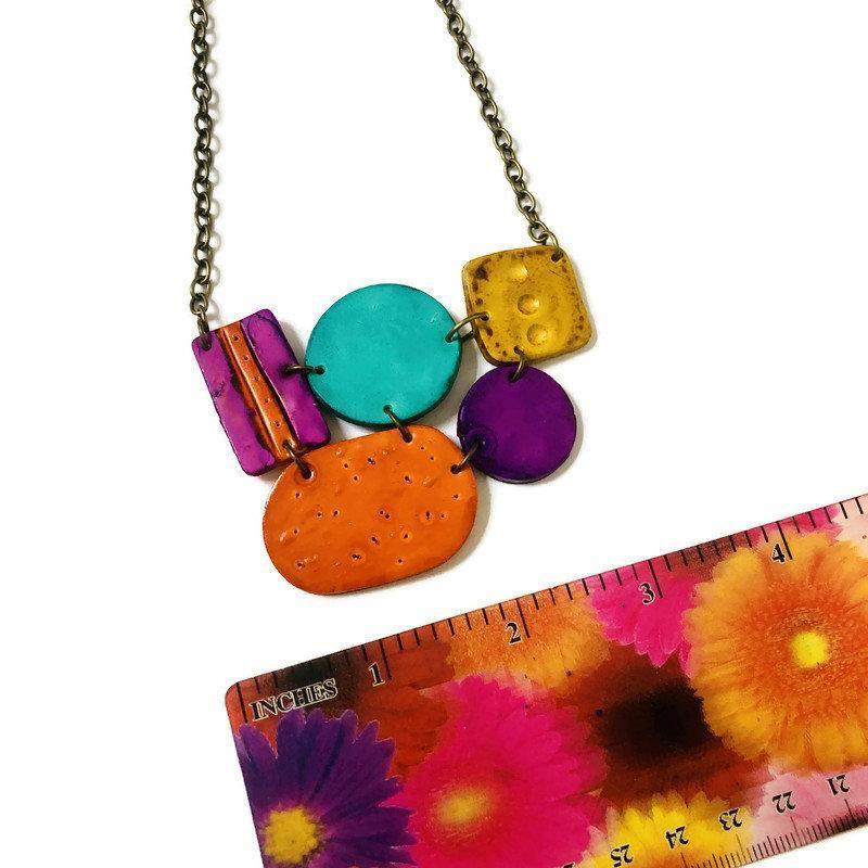 Multicolored Statement Pendant Necklace Handmade