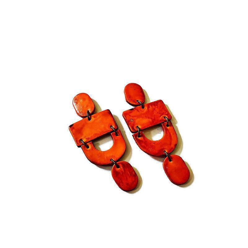 Extra Large Orange Earrings- "Lee"