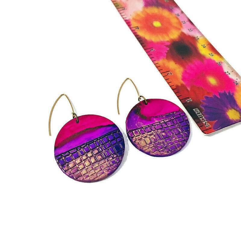 Large Abstract Disc Earrings for Fall- "Megan"