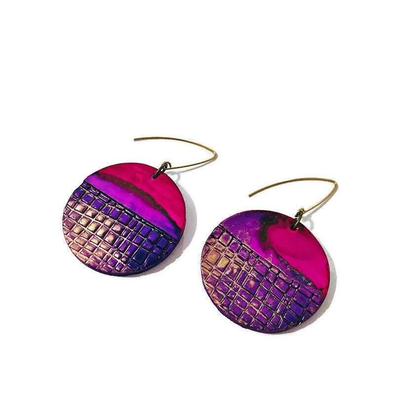 Large Abstract Disc Earrings for Fall- "Megan"