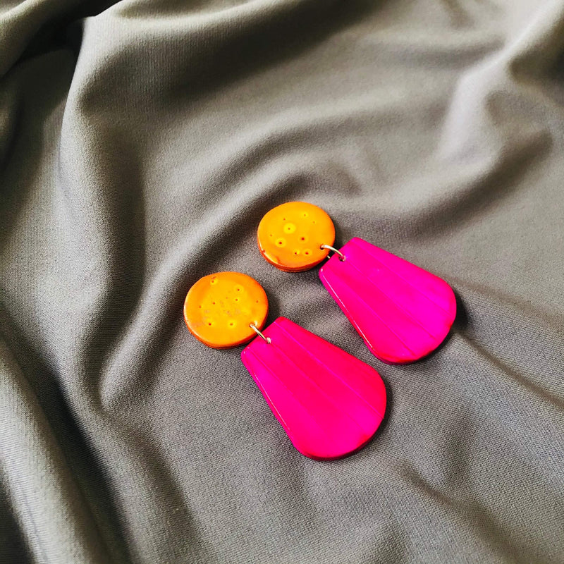 Orange & Hot Pink Earrings- "Belle"
