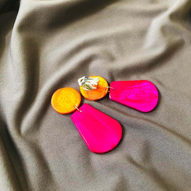 Orange & Hot Pink Earrings- "Belle"