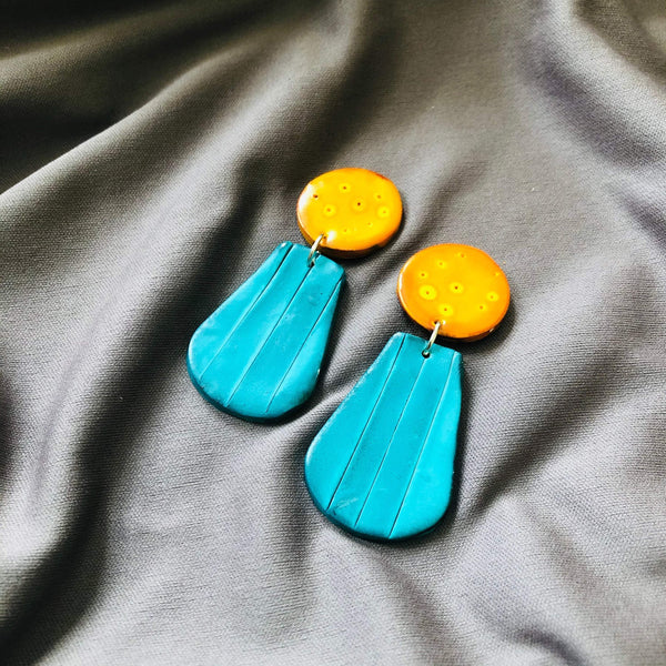 Summer Earrings Blue & Yellow- "Belle"