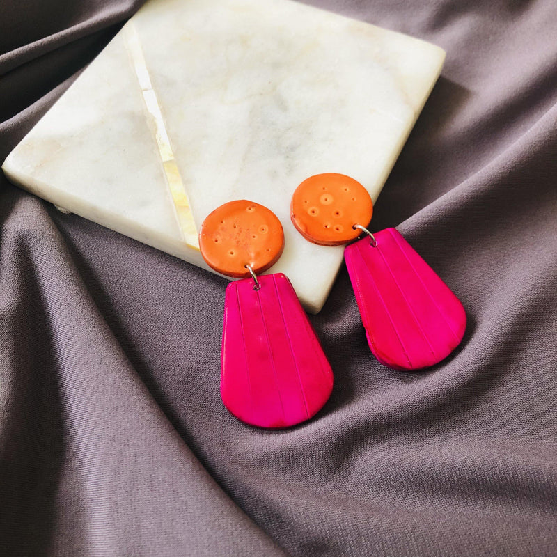 Orange & Yellow Statement Earrings- "Belle"