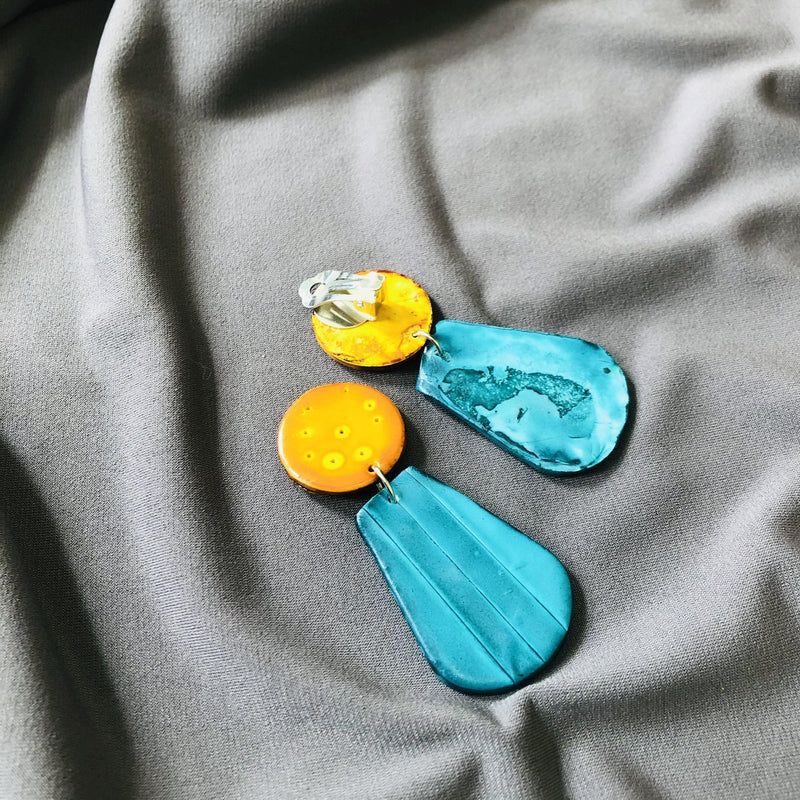 Summer Earrings Blue & Yellow- "Belle"