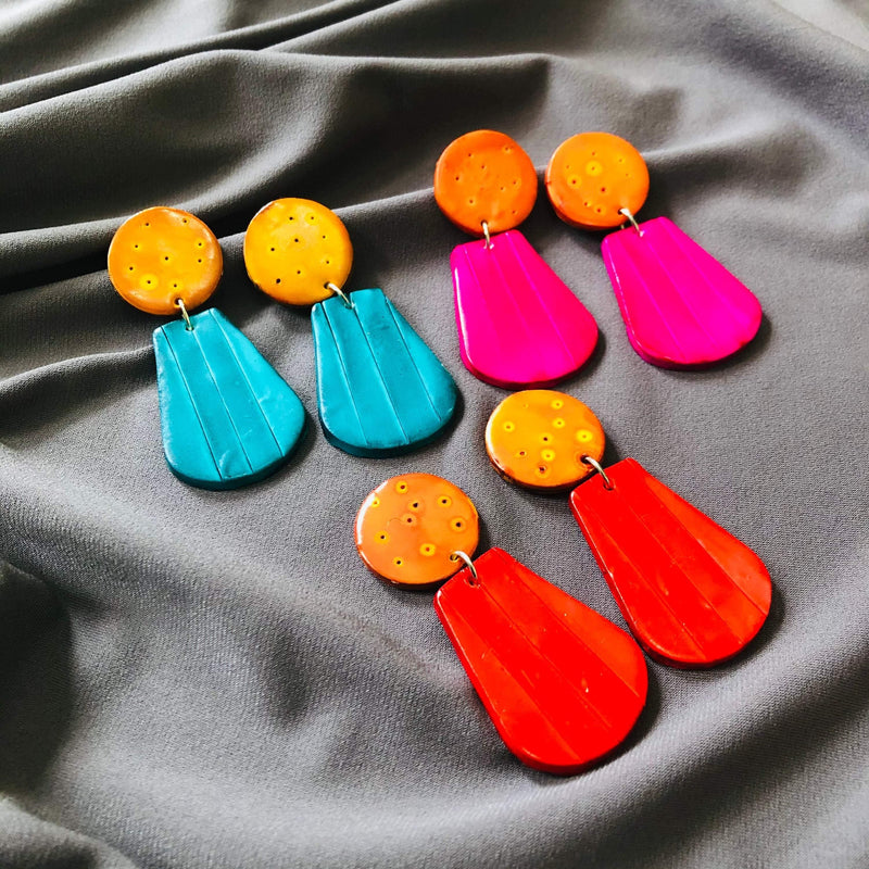 Orange & Yellow Statement Earrings- "Belle"