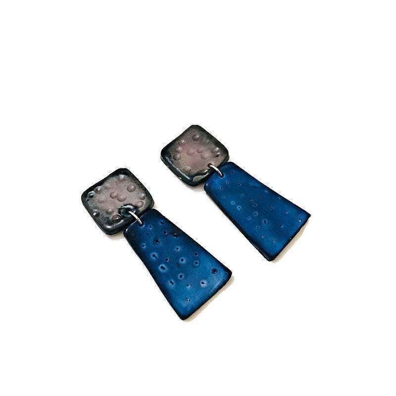 Pink & Neon Blue Statement Earrings- "Mary"