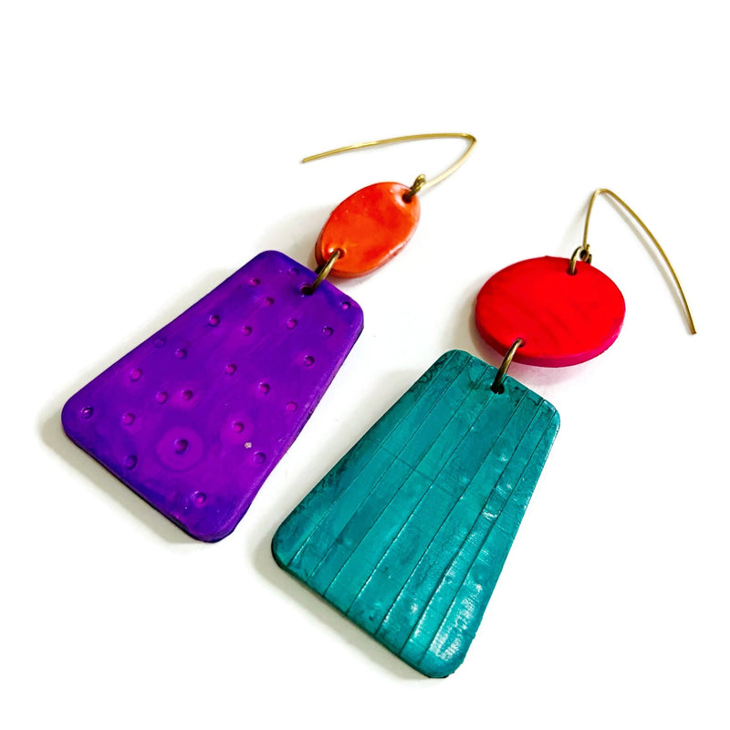 Colorful Asymmetric Mismatched Dangle Earrings