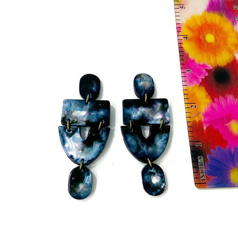 Long Turquoise Statement Clip On Earrings- "Lee"