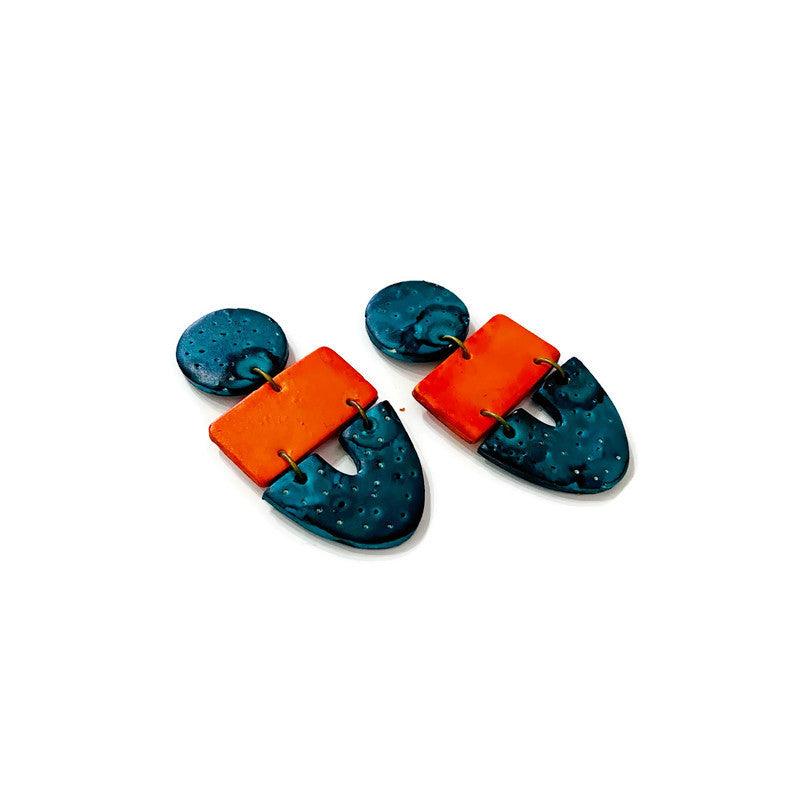 Unique Statement Necklace in Orange & Teal