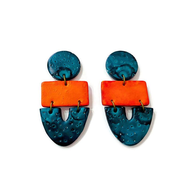 Unique Statement Necklace in Orange & Teal