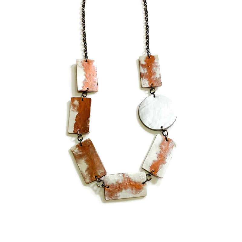 Elegant Statement Earrings in White & Copper