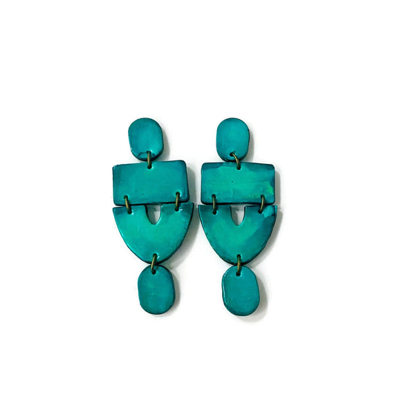 Extra Long Turquoise Statement Earrings- "Lee"