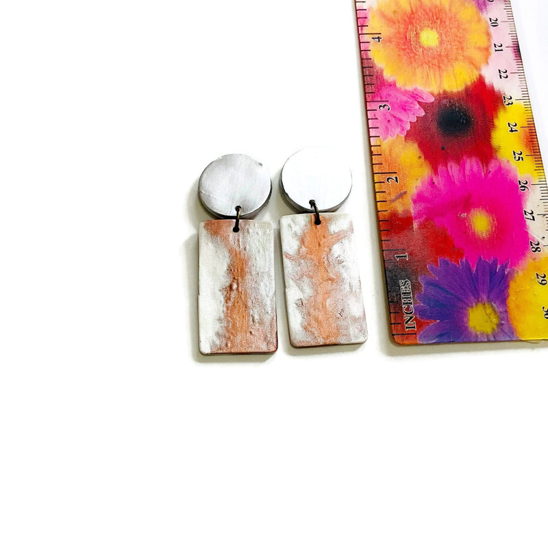 Elegant Statement Earrings in White & Copper