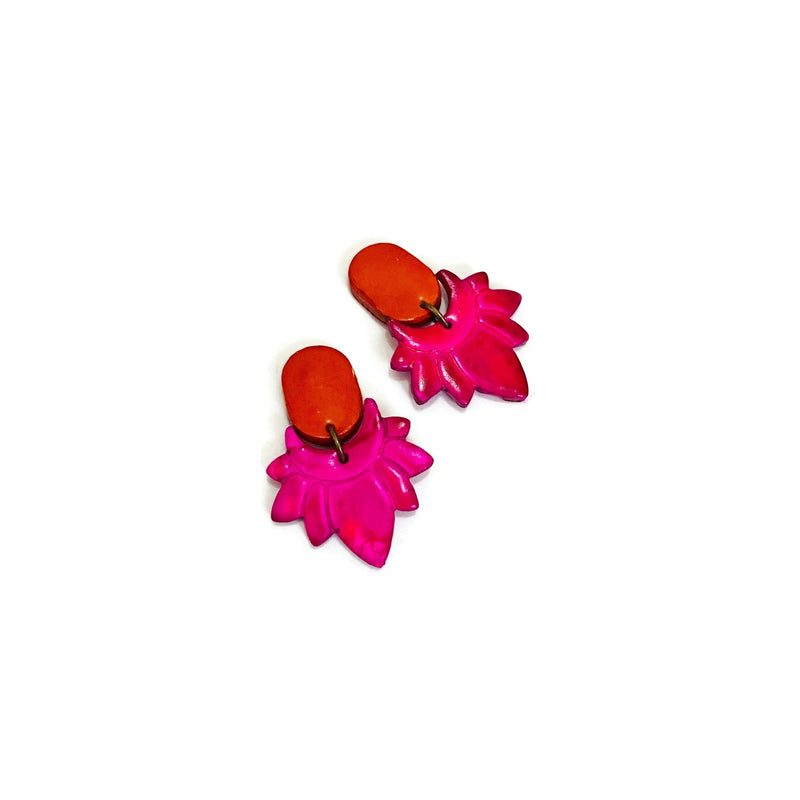 Cute Floral Stud Earrings Post or Clip Ons- "Daisy"