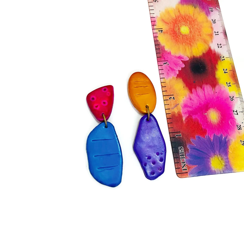 Bold Multicolor Asymmetric Mismatch Earrings