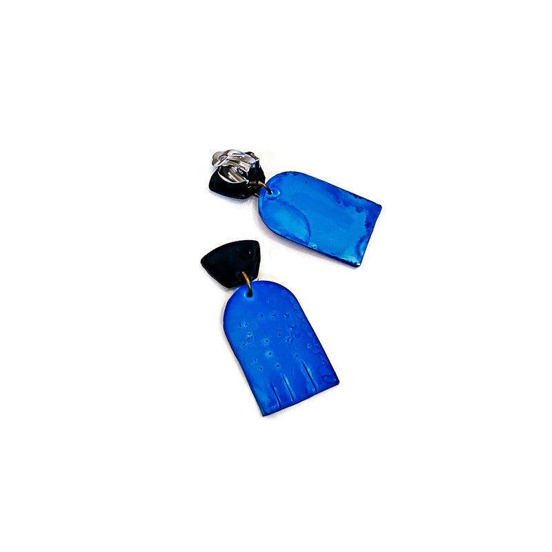 Royal Blue Earrings Post or Clip On- "Moe"
