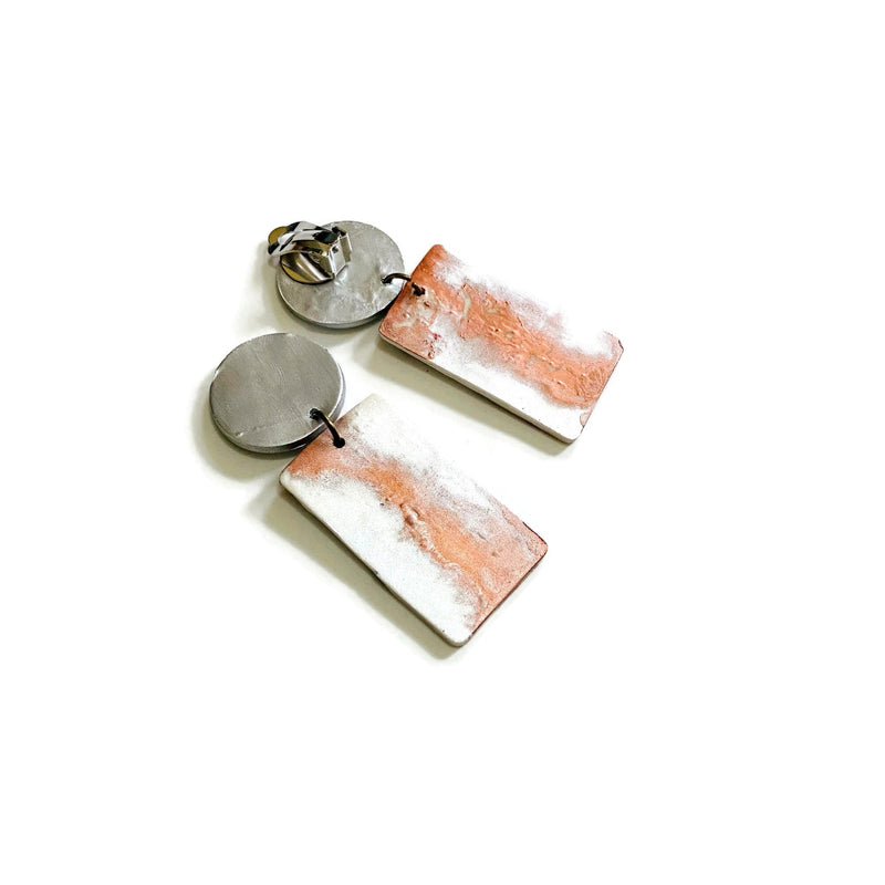 Elegant Statement Earrings in White & Copper